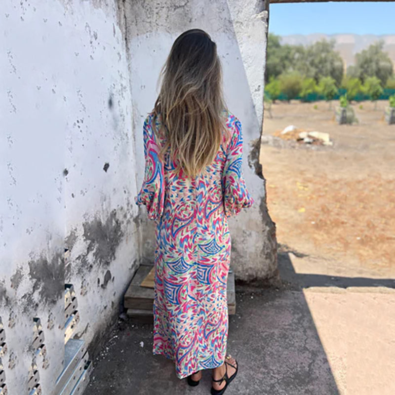 Yanina | Maxi Dress with V-Neck Print